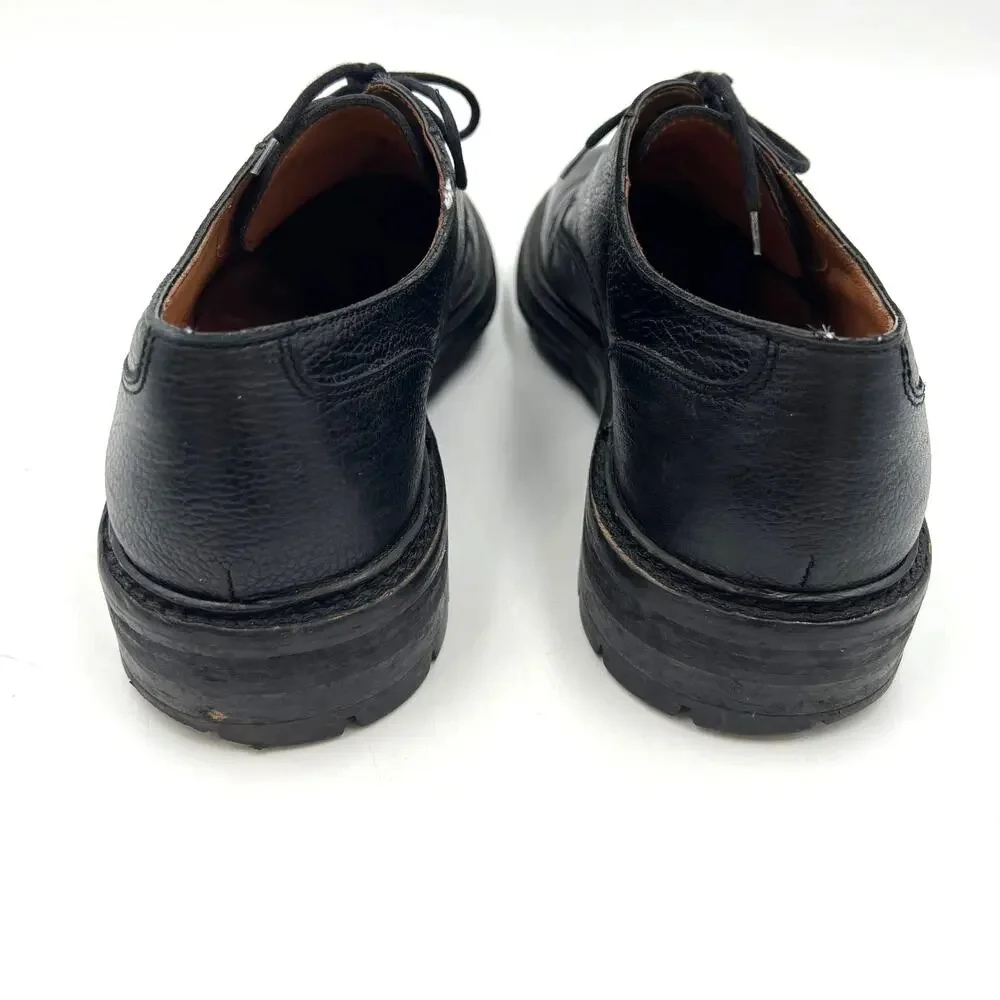 Lanvin Men's Grained Leather Lug Sole Derby Shoes Black